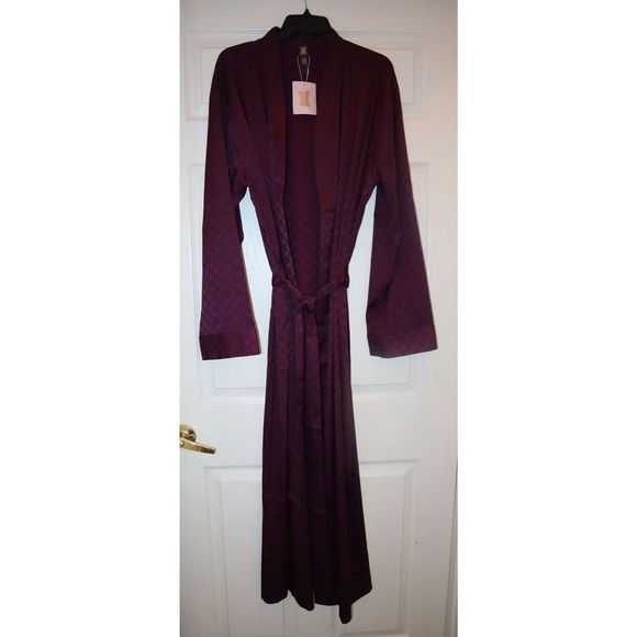 Savage X Fenty Men's Sz M Purple Logo Satin Ankle Grazing Long Robe $110+ - Picture 1 of 8